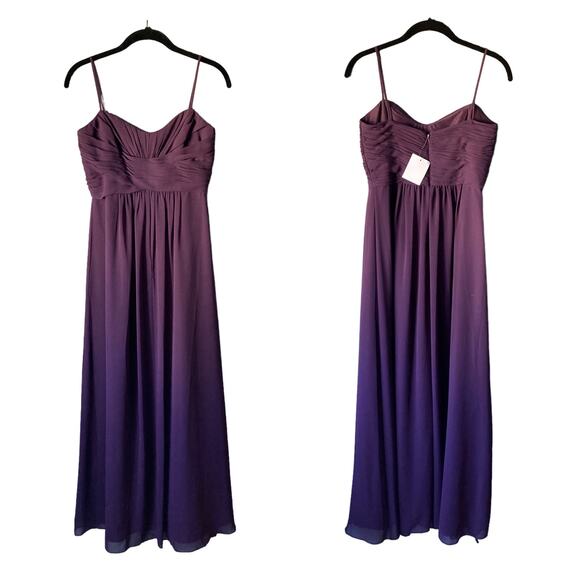 David’s Bridal Pleated Maxi Bridesmaid Dress Plum Size 4-6 - Picture 1 of 9